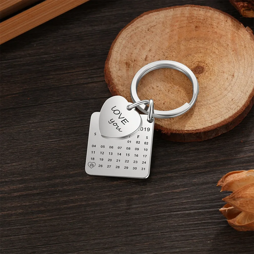 Personalized Engraved Calendar Keychain