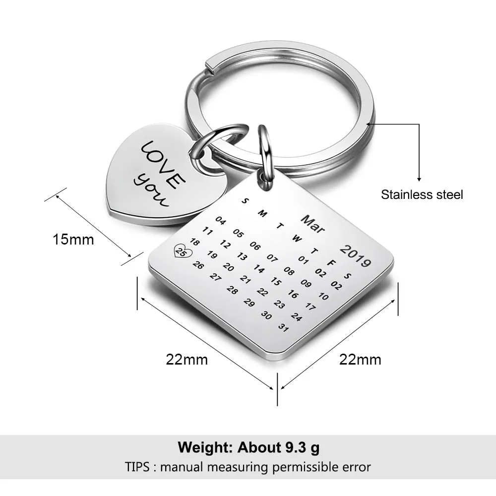 Personalized Engraved Calendar Keychain