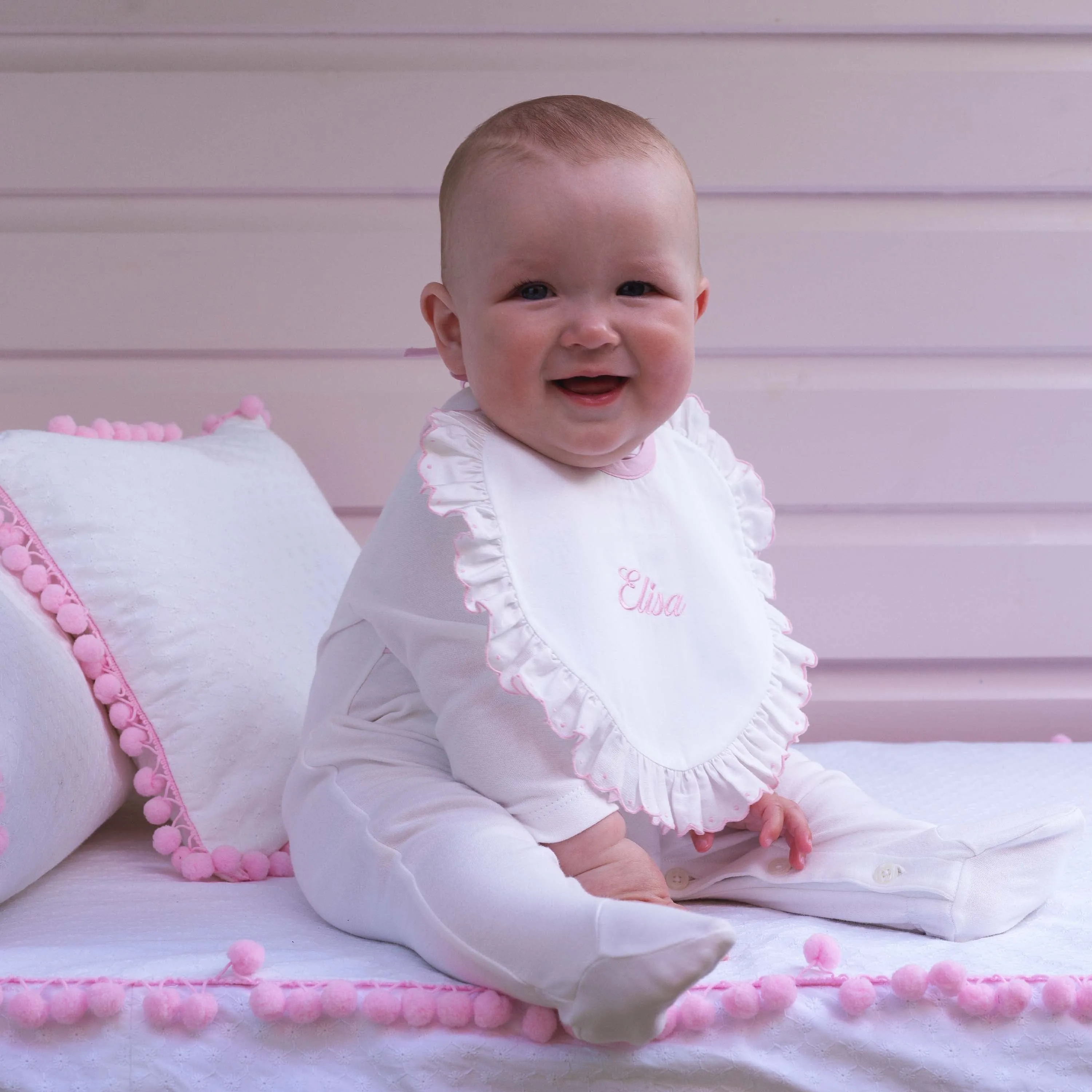 Pink Scalloped Bib