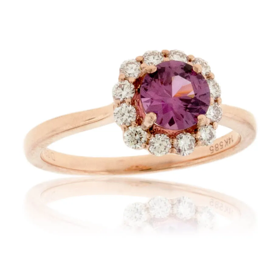 Pink Spinel & Diamond Halo Style Ring