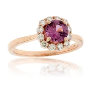 Pink Spinel & Diamond Halo Style Ring