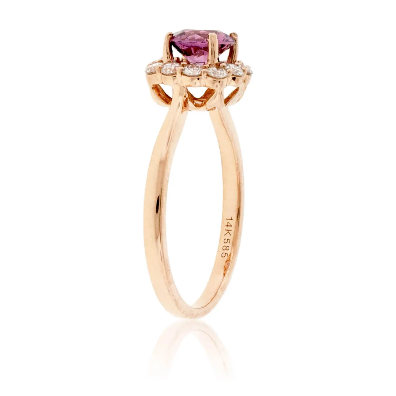 Pink Spinel & Diamond Halo Style Ring