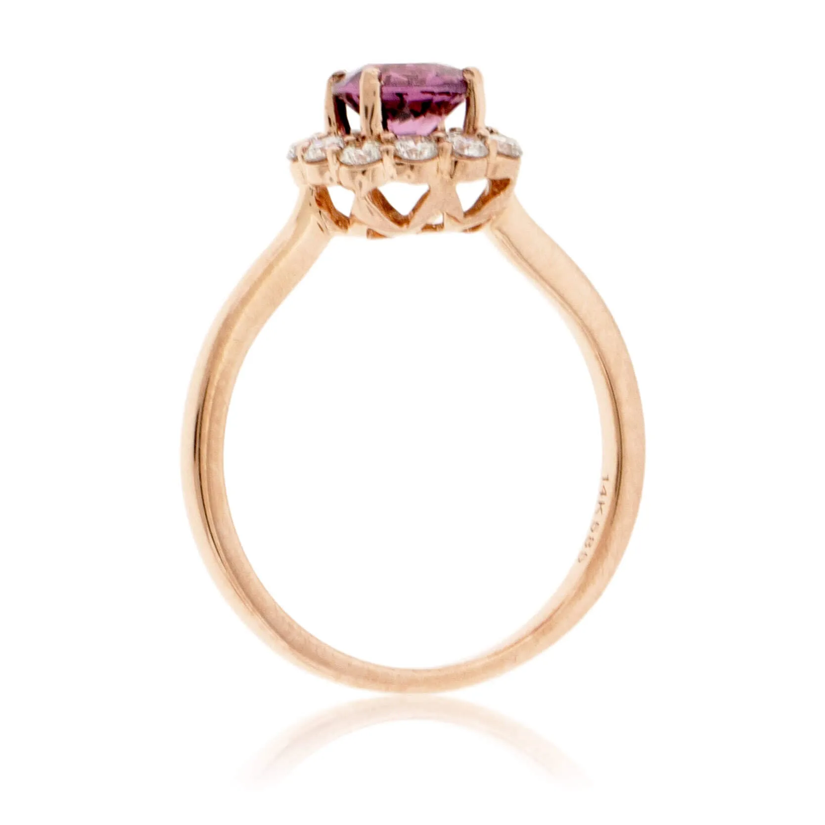 Pink Spinel & Diamond Halo Style Ring
