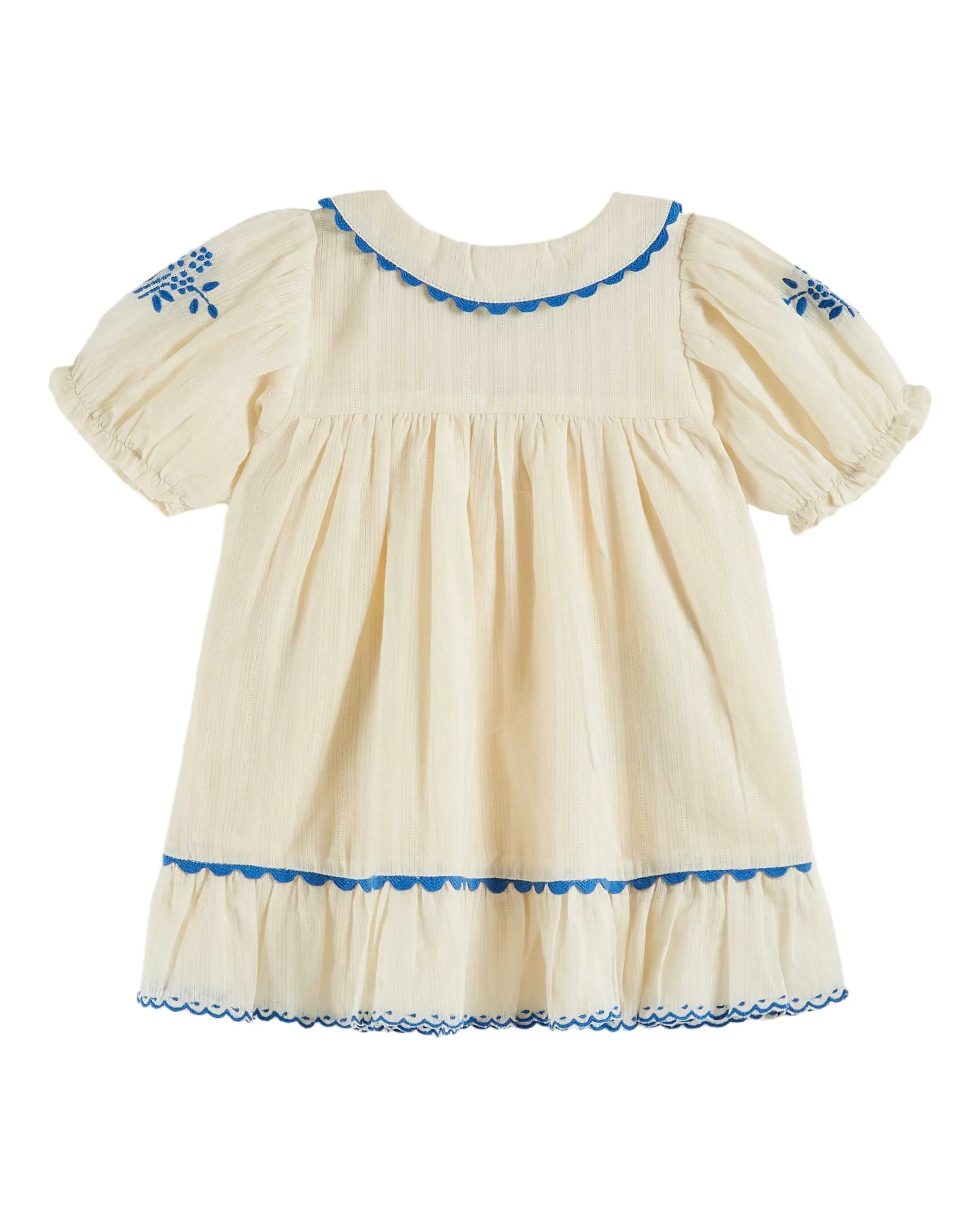 PLAIN EMBROIDERED DRESS - ECRU