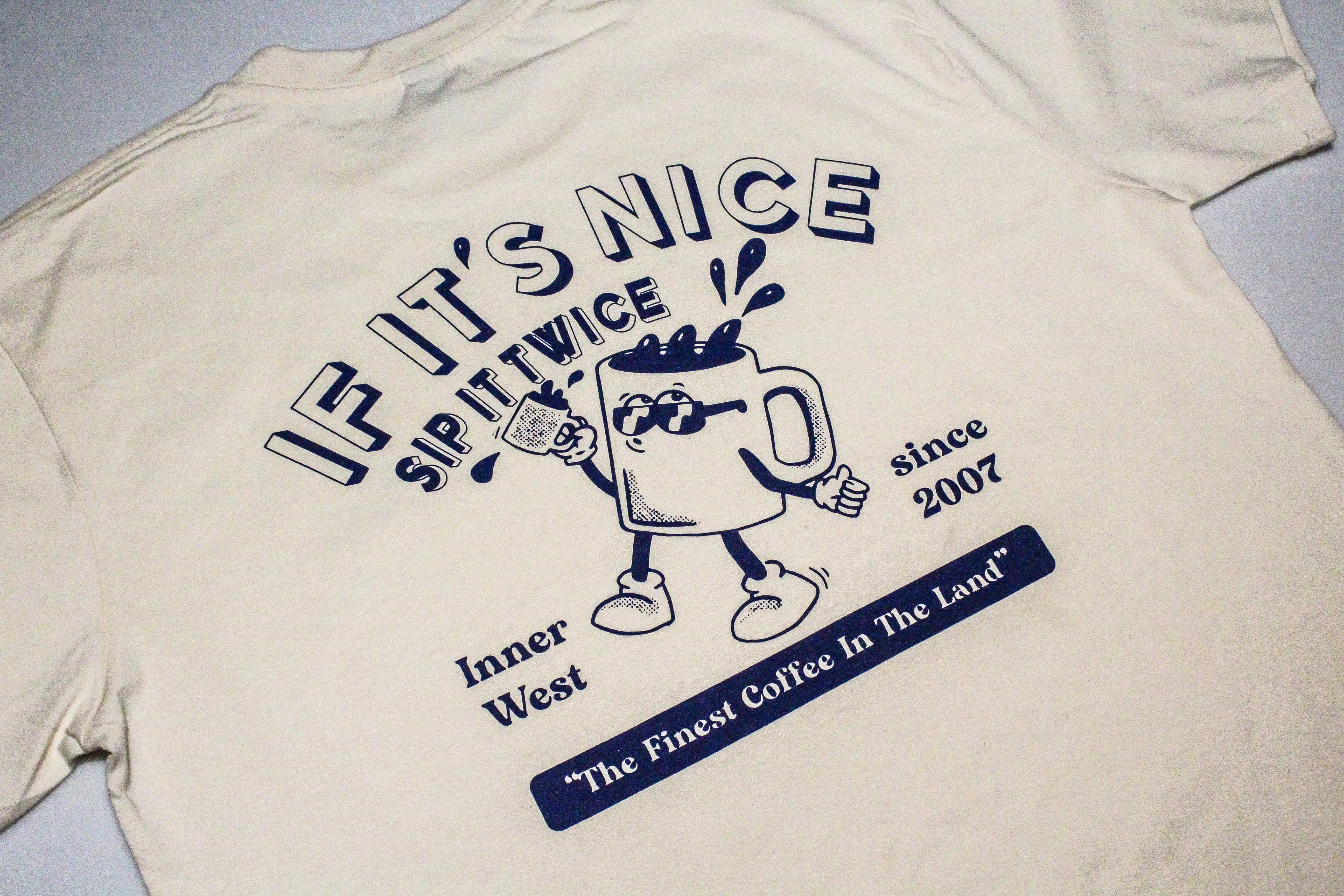 "If It's Nice, Sip It Twice" Marionette Tee - Cream