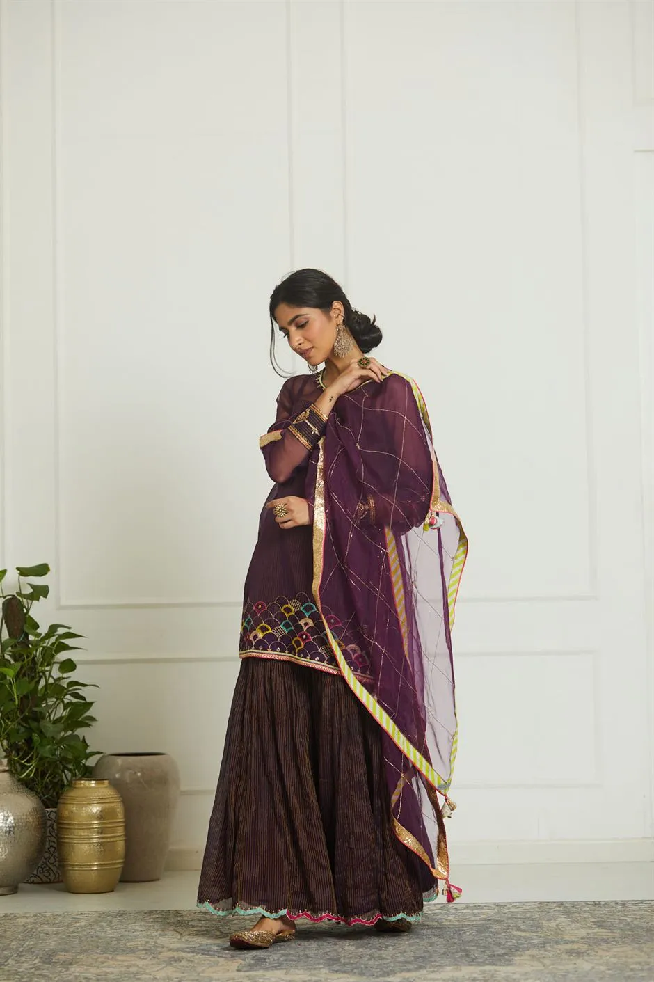Raji Ramniq Mehezebeen Collection Purple Organza Payala Gharara Kurta Mb-102
