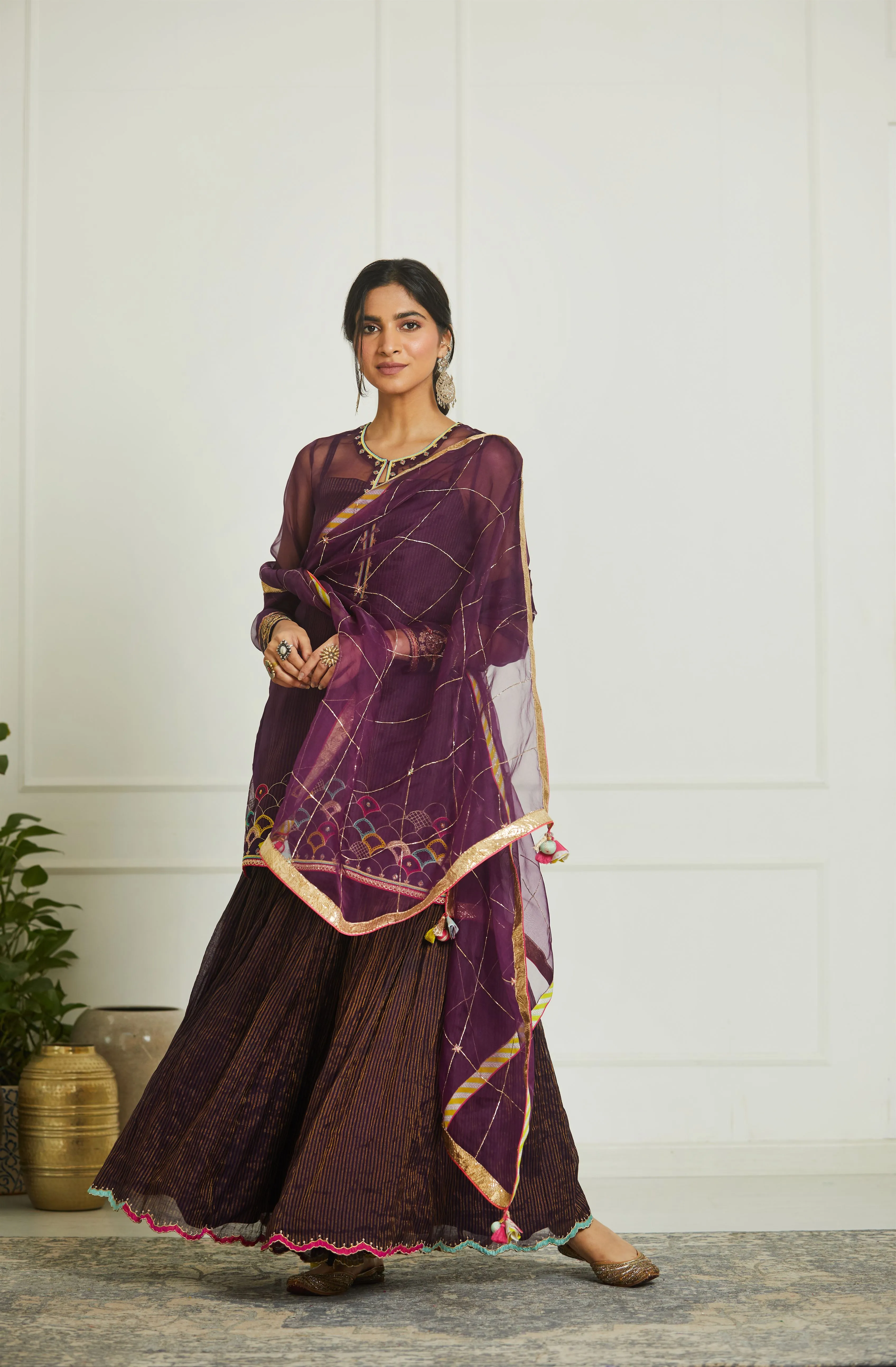 Raji Ramniq Mehezebeen Collection Purple Organza Payala Gharara Kurta Mb-102