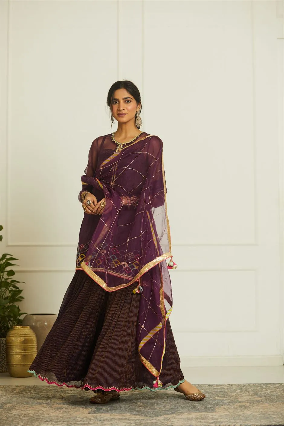 Raji Ramniq Mehezebeen Collection Purple Organza Payala Gharara Kurta Mb-102