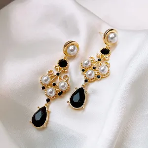 Rhinestone Beaded Drop Earrings