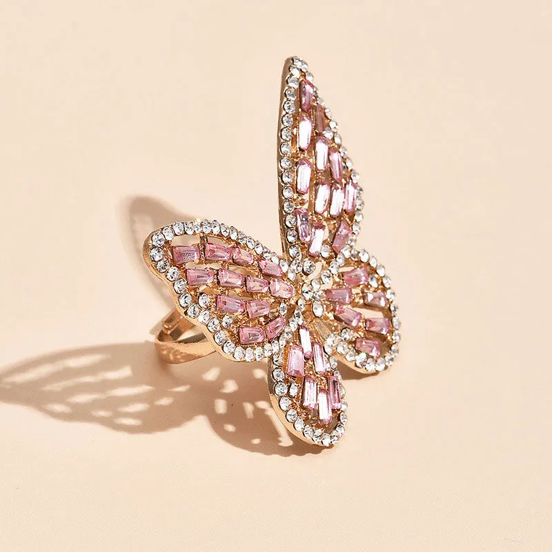 Rhinestone Butterfly Shaped Rings