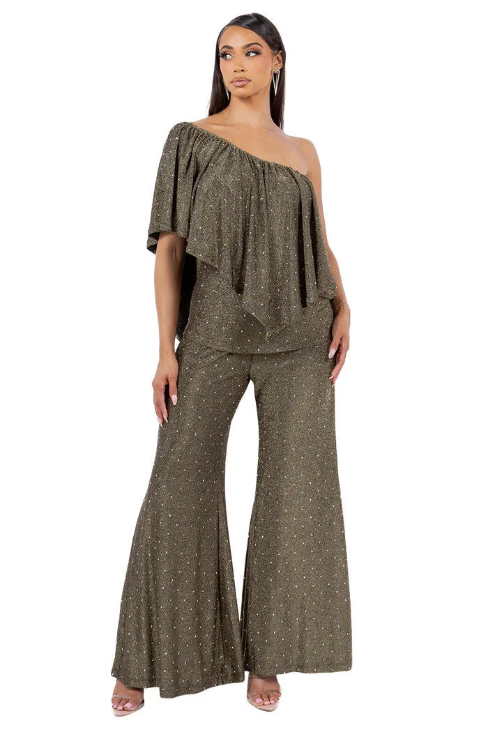 Rhinestone Embellished Angel Top Set