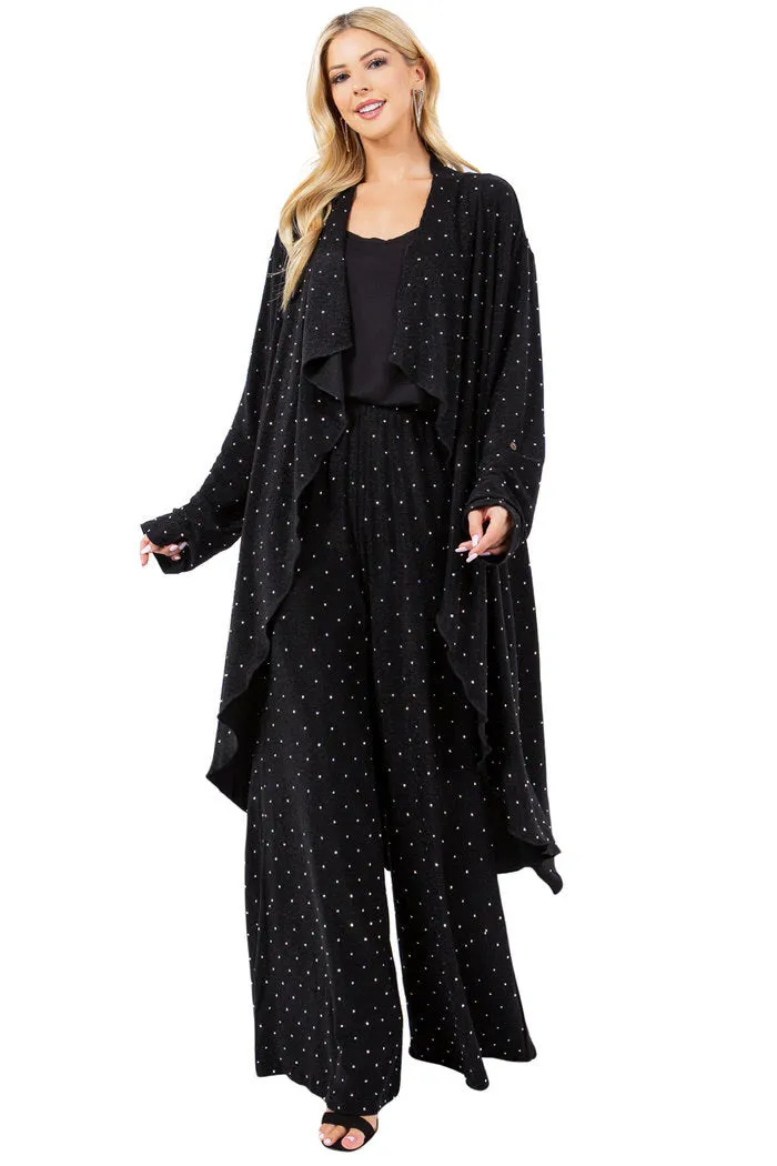 Rhinestone Embellished Cardigan Set