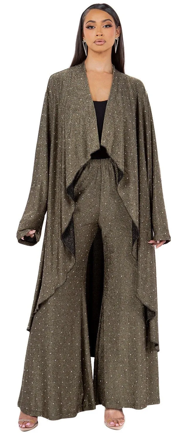 Rhinestone Embellished Cardigan Set