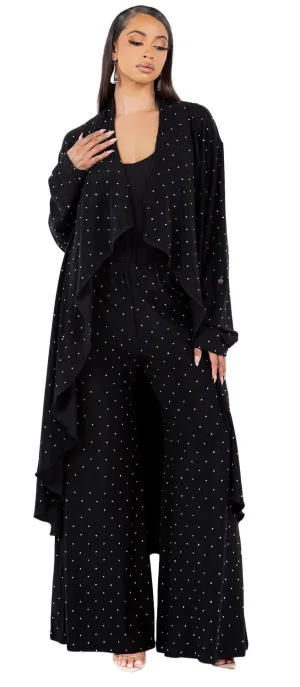 Rhinestone Embellished Cardigan Set
