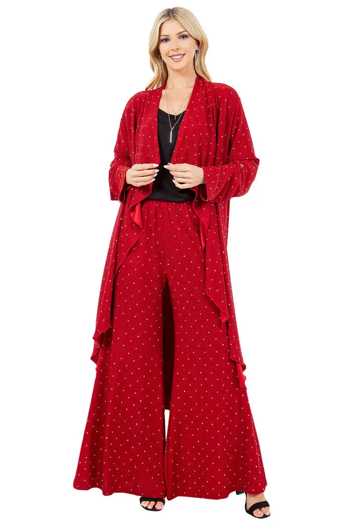 Rhinestone Embellished Cardigan Set