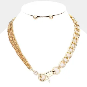 Rhinestone Embellished Lobster Clasp Necklace Set