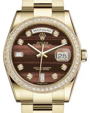 Rolex Day-Date 36 Yellow Gold Bull's Eye Diamond Dial & Diamond Bezel Oyster Bracelet 118348