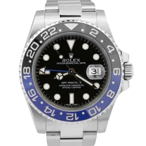 Rolex GMT-Master II BATMAN Blue Black Ceramic Stainless 40mm Watch 116710 BLNR