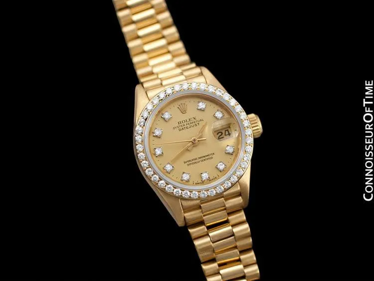 Rolex Ladies President Datejust Crown Collection, 69138 - 18K Gold & Factory Diamonds