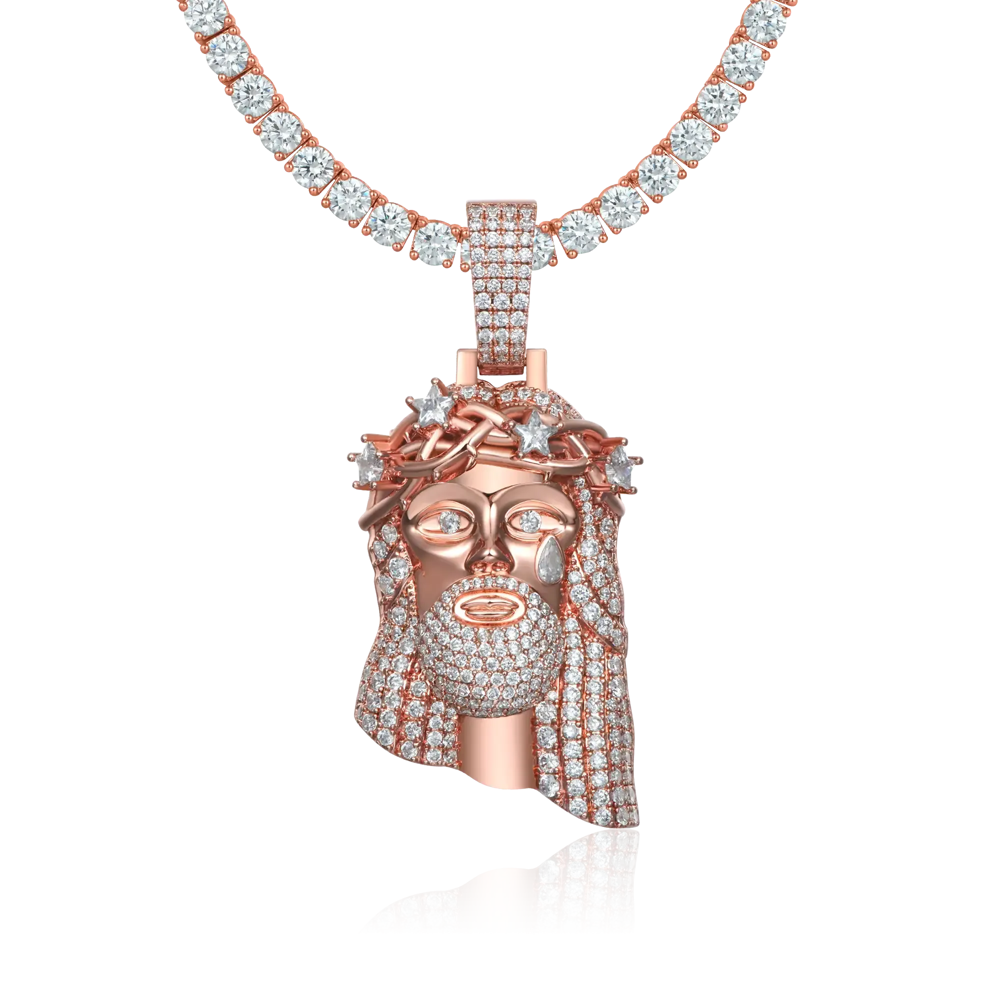 Rose Gold Stellar Jesus Pendant - Medium