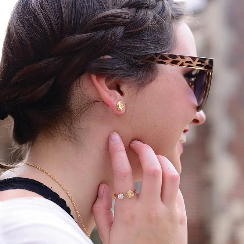 Round Monogram Stud Earrings