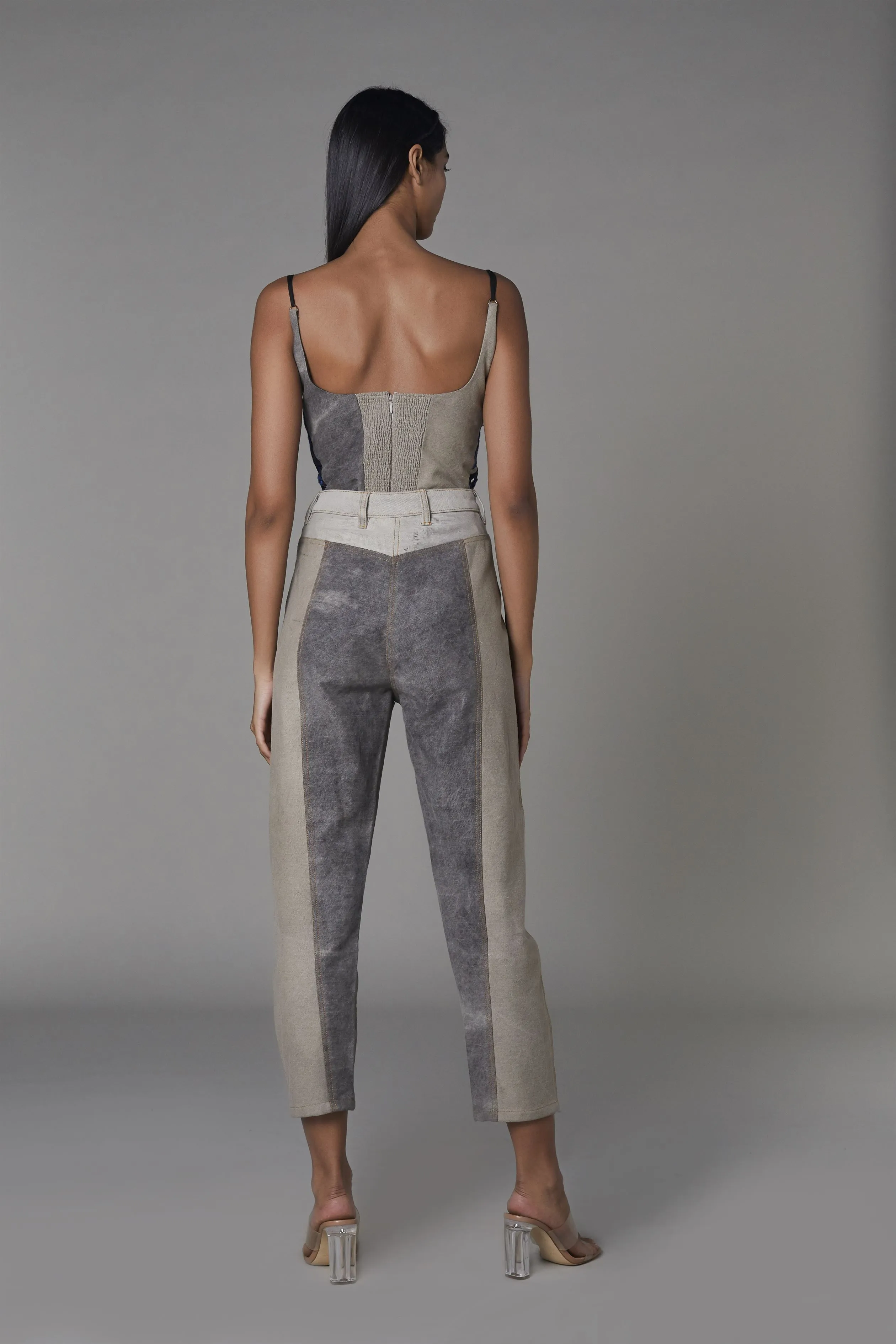 Saaksha & KinniÂ    I   Grey jeans  Embroidered denim swimsuit Denim Jeans - Grey  Bodysuit - Multi   SS22003  SS22037