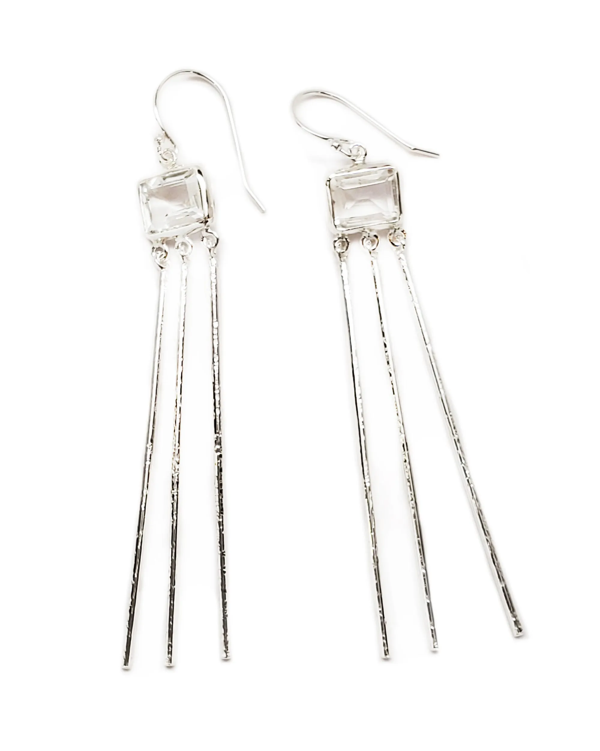 Shimmer Drop Earrings in White Topaz