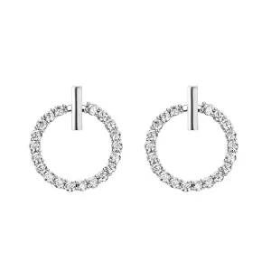 Shiny Crystal Silver Round Rhinestone Earrings