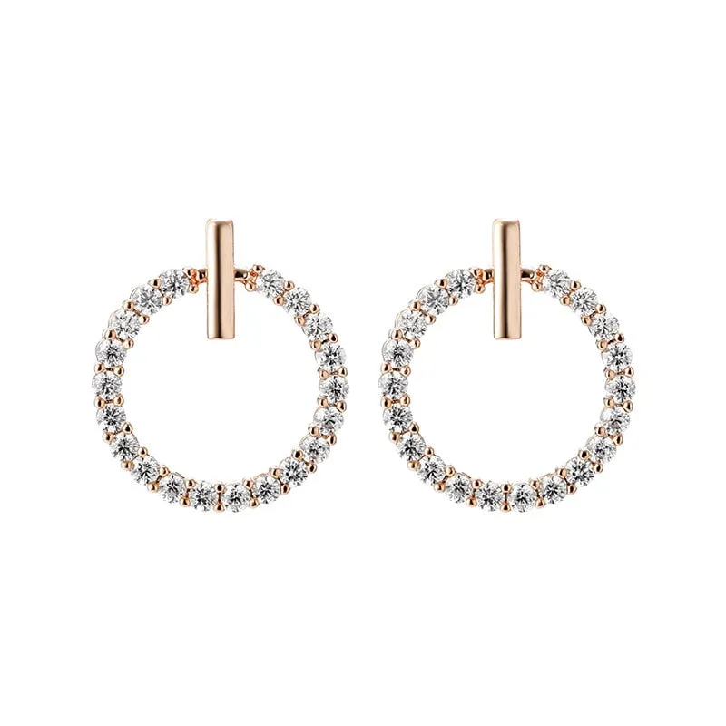 Shiny Crystal Silver Round Rhinestone Earrings
