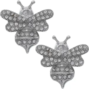 Silver Clear Bumblebee Rhinestone Stud Earrings
