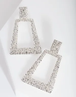 Silver Diamante Geometric Earrings