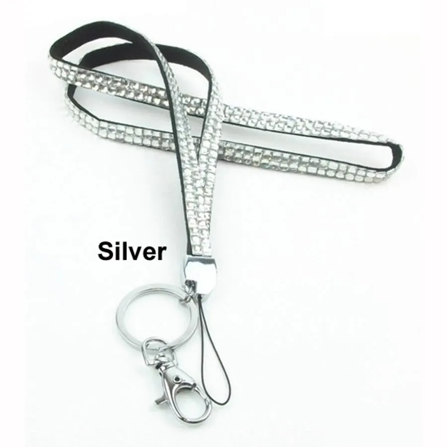 Silver Rhinestone Crystal Lanyards