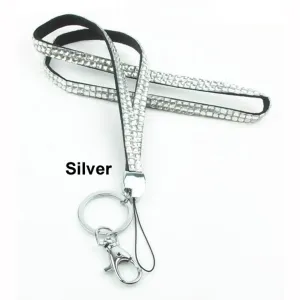 Silver Rhinestone Crystal Lanyards