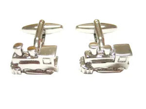 Silver Toned Steam Locomotive Train Cufflinks