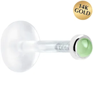 Solid 14KT White Gold 2mm Genuine Peridot Bioplast Push in Monroe