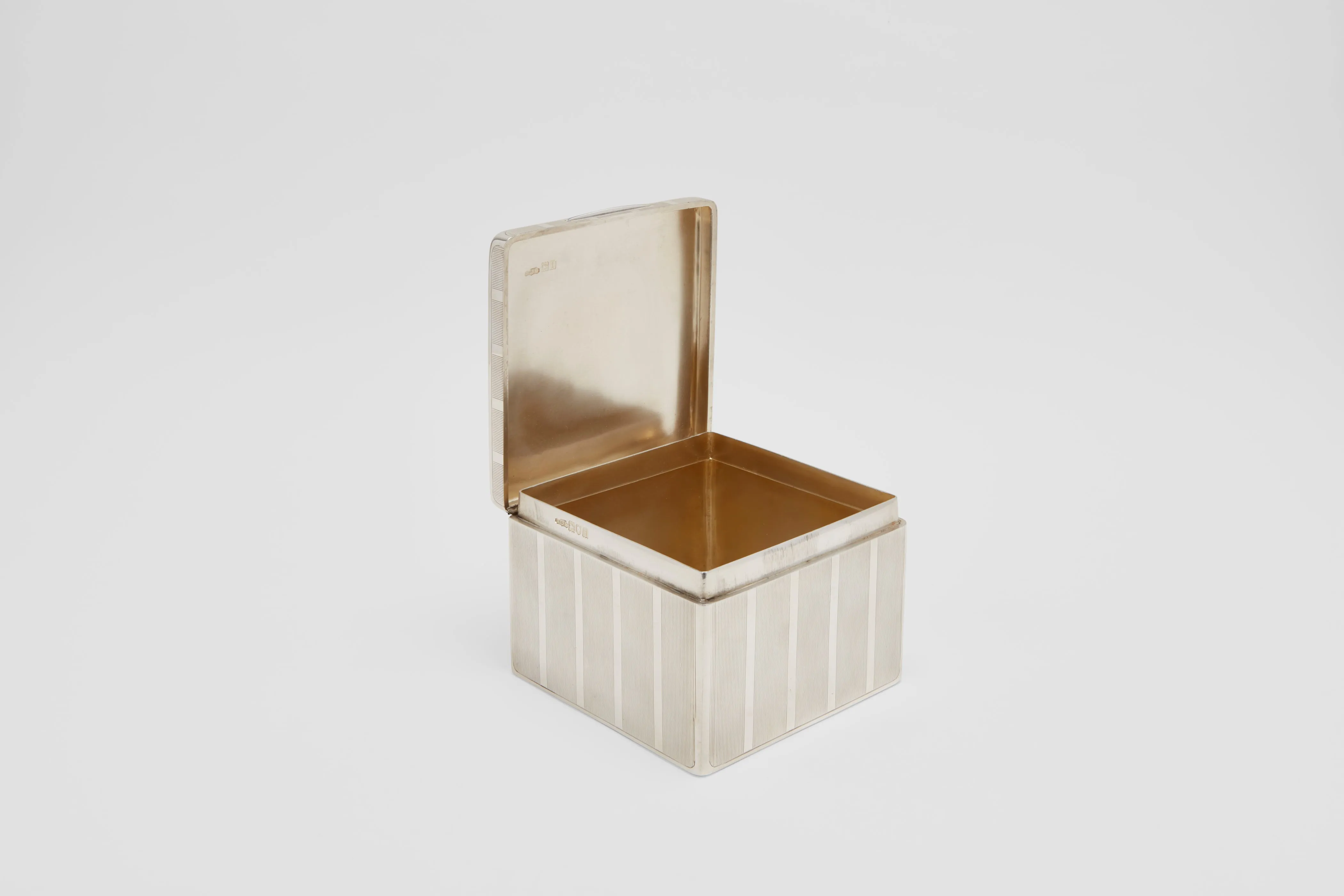 Square Silver Engine Turned Box