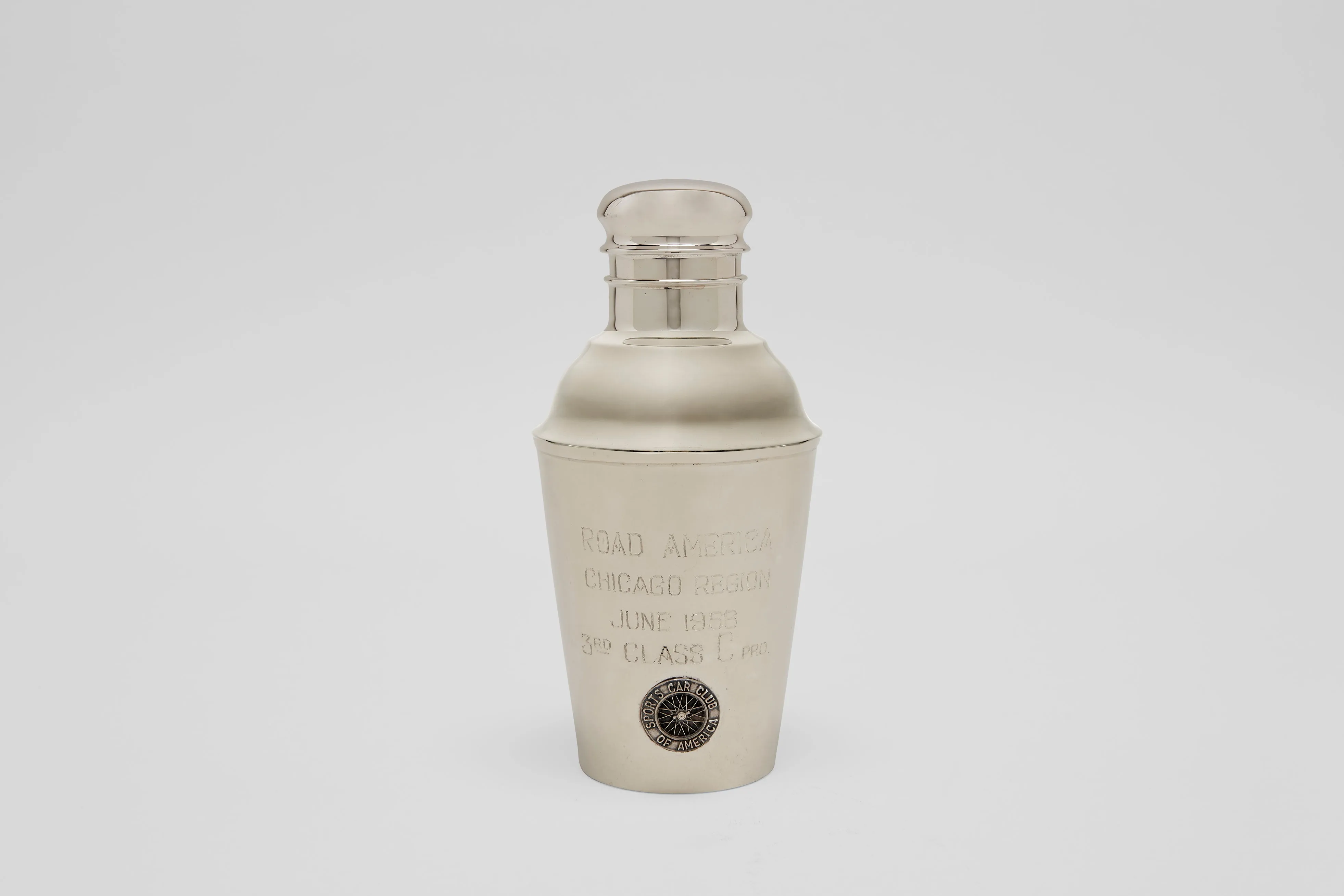 Sterling Cocktail Shaker for the Sports Car Club of America