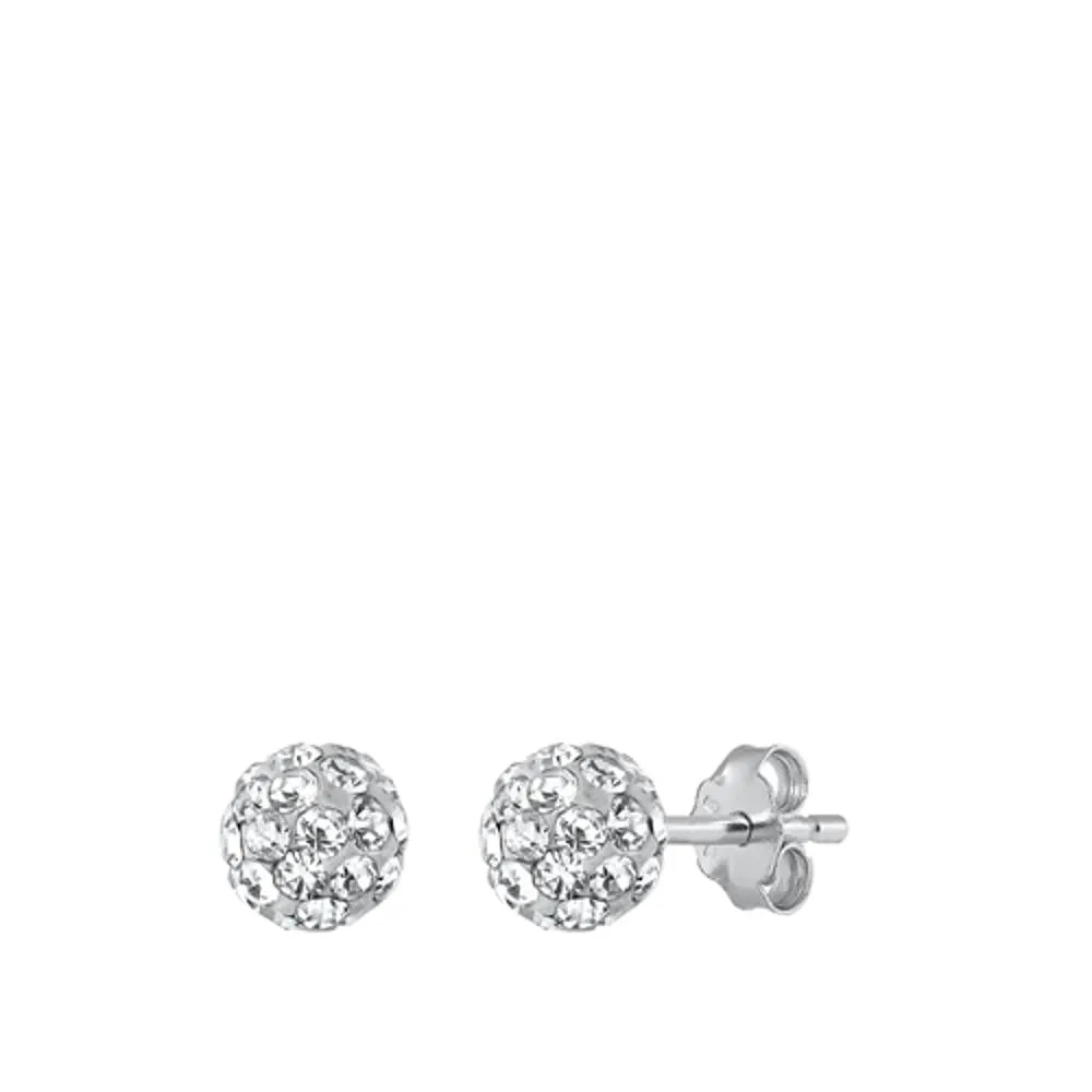 Sterling Silver Fashion Rhinestone Simulated Clear Earrings 925 New