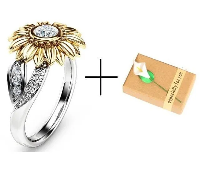 Sunflower Party Rings Rhinestone Accessory Sunflower Charm Rhinestone Jewelry