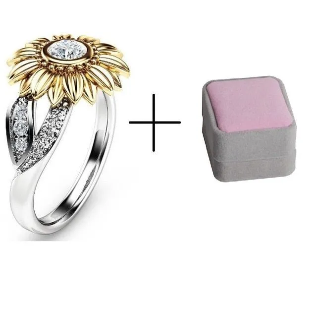 Sunflower Party Rings Rhinestone Accessory Sunflower Charm Rhinestone Jewelry