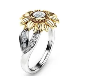 Sunflower Party Rings Rhinestone Accessory Sunflower Charm Rhinestone Jewelry