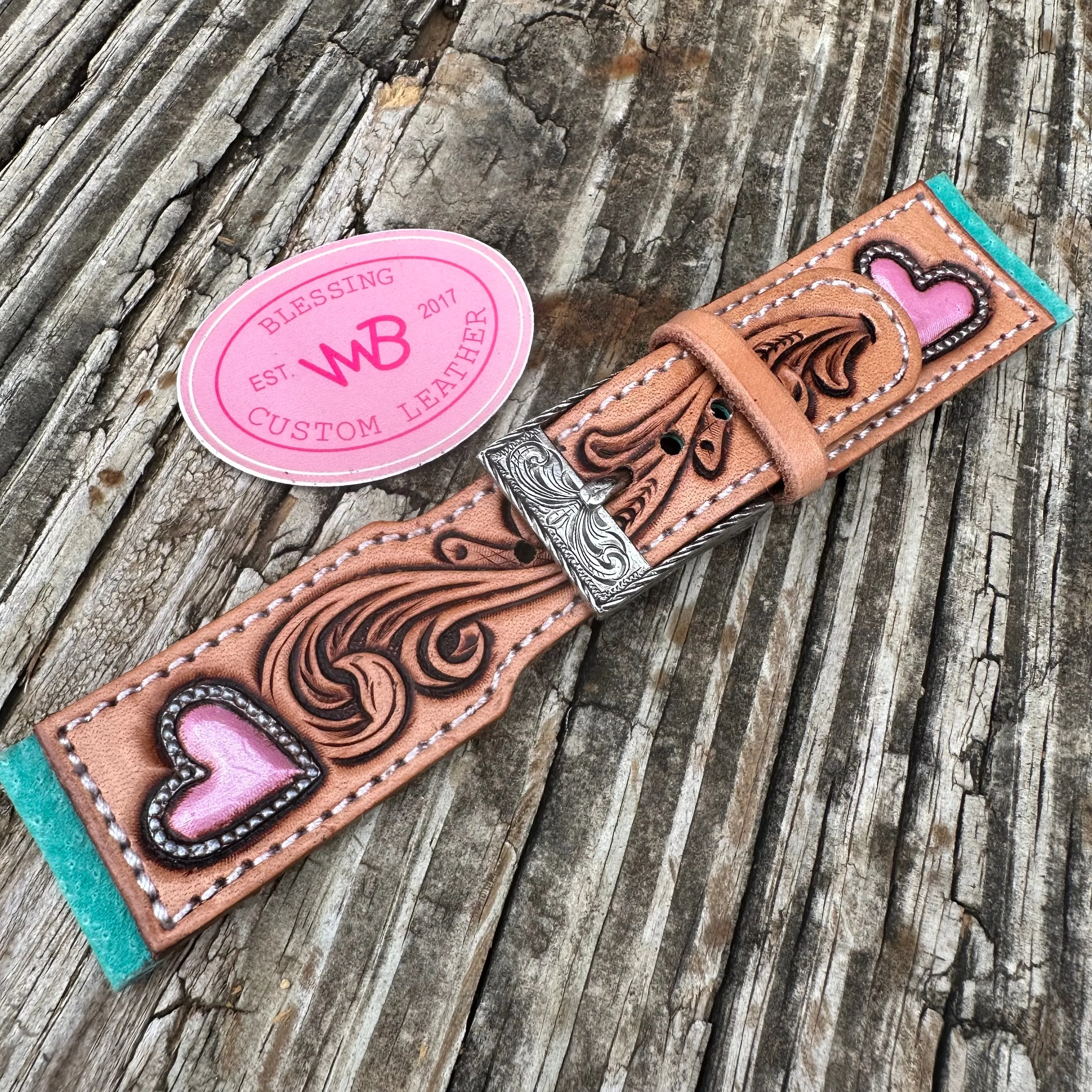 Tooled Leather Watch Band