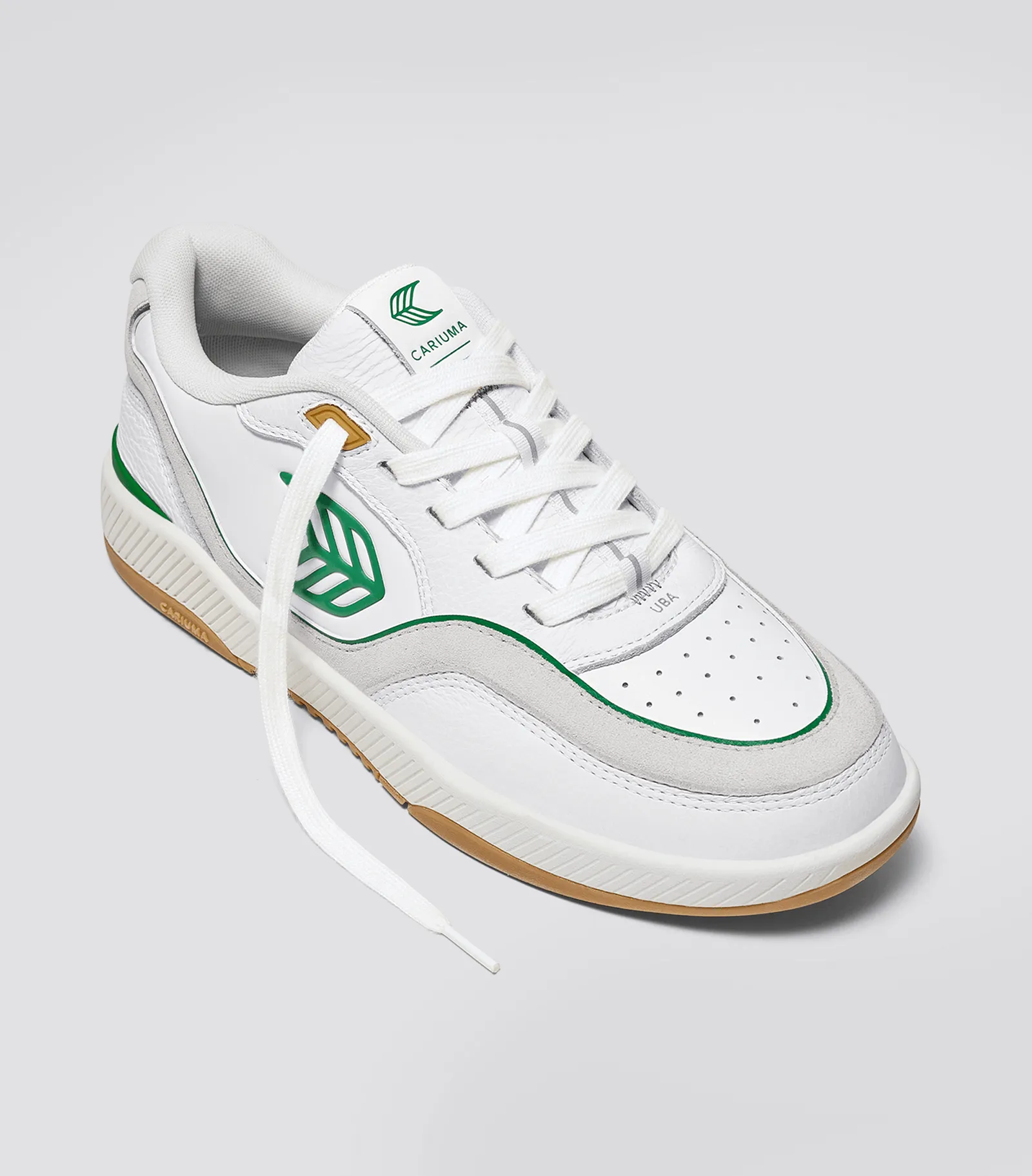 UBA Gum White Leather Green Logo Sneaker Women