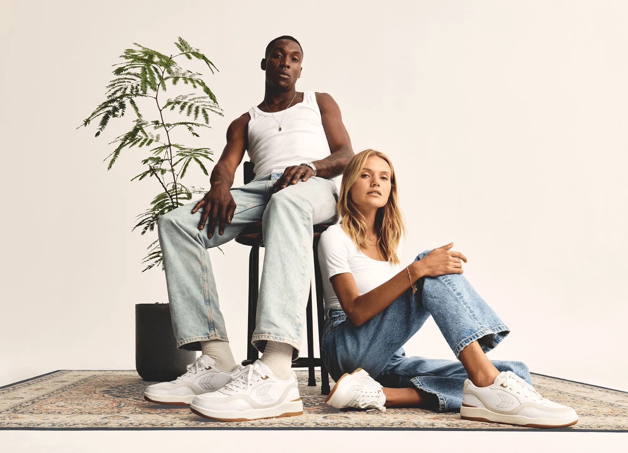 UBA Gum White Leather Green Logo Sneaker Women