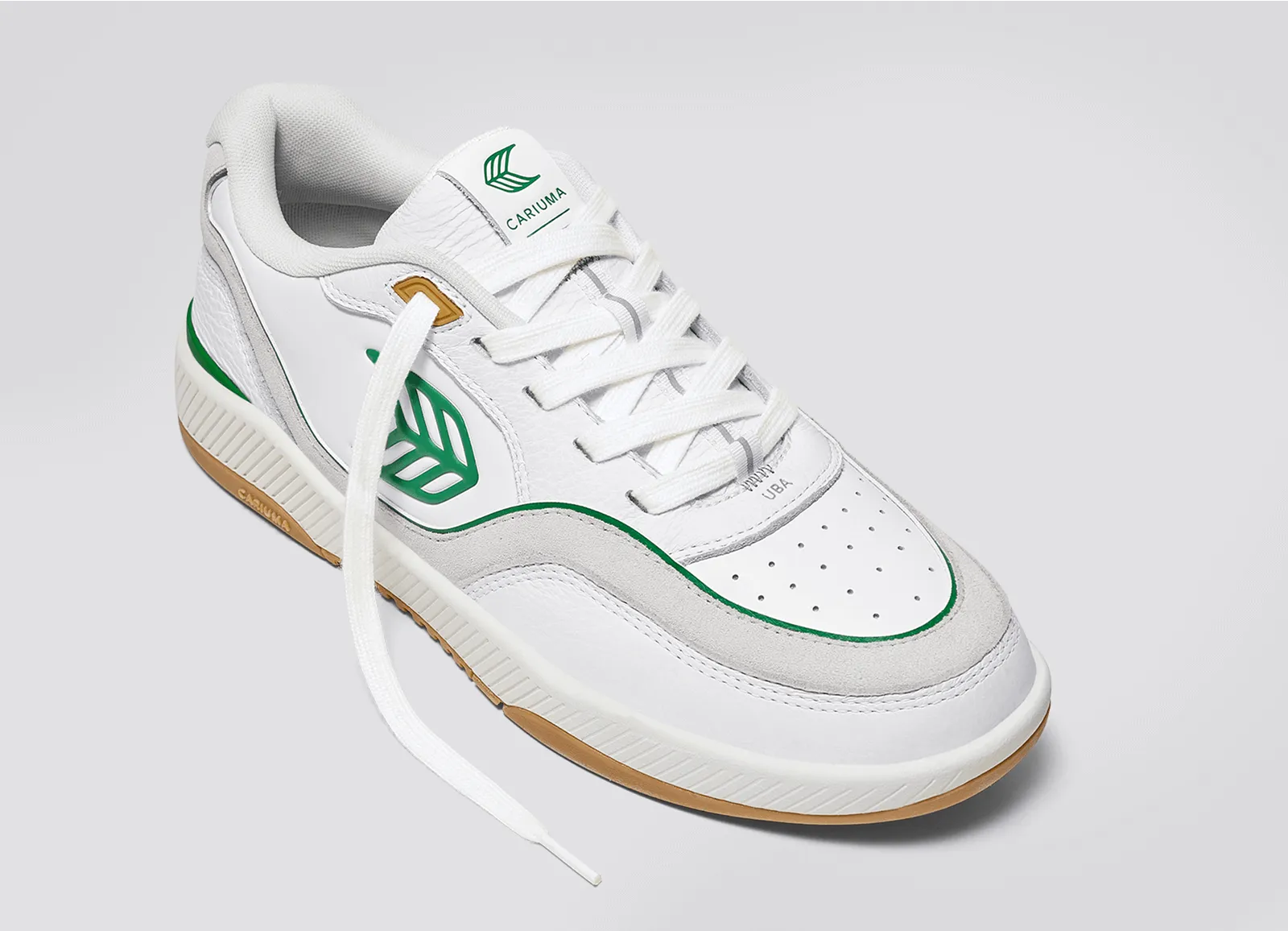 UBA Gum White Leather Green Logo Sneaker Women