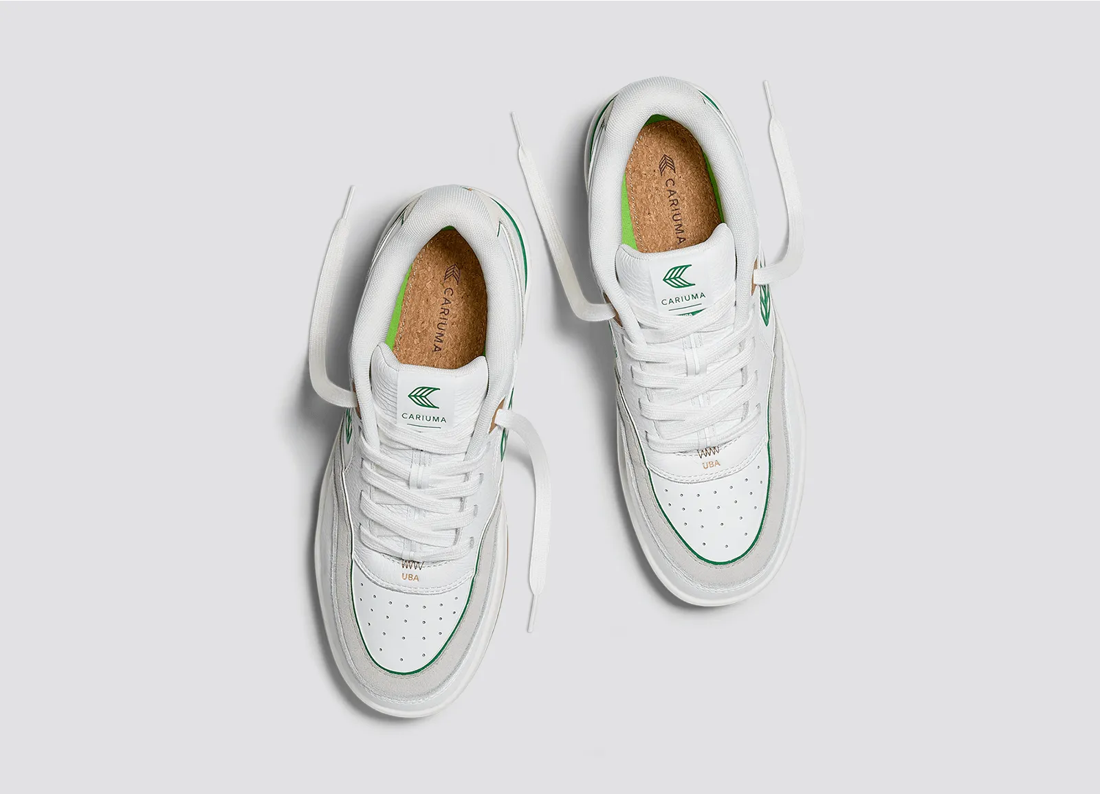 UBA Gum White Leather Green Logo Sneaker Women