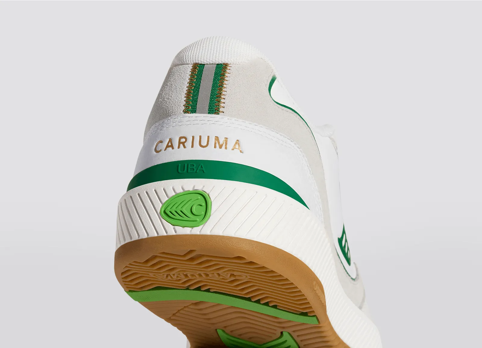 UBA Gum White Leather Green Logo Sneaker Women