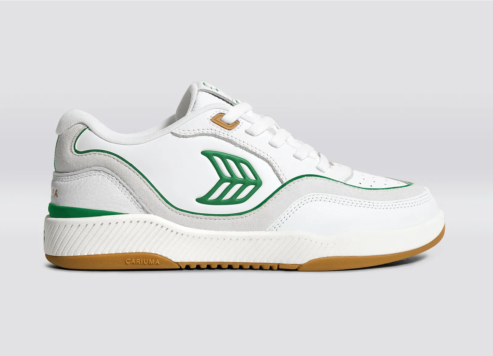 UBA Gum White Leather Green Logo Sneaker Women