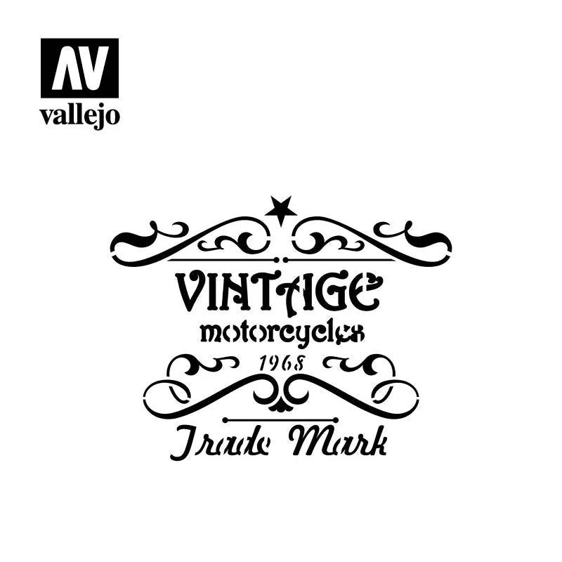 Vallejo Hobby Stencils ST-LET005 Vintage Motorcycles Sign