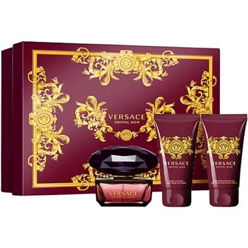 Versace Crystal Noir Gift Set 50ml EDT   50ml Shower Gel   50ml Body Lotion